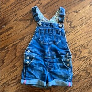 Mini Boden denim overalls with floral lining